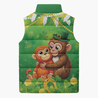 Punch The Monkey St Patrick’s Day Sleeveless Puffer Jacket Lucky Baby Monkey