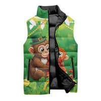 Punch The Monkey St Patrick’s Day Sleeveless Puffer Jacket Lucky Baby Monkey