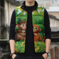 Punch The Monkey St Patrick’s Day Sleeveless Puffer Jacket Lucky Baby Monkey