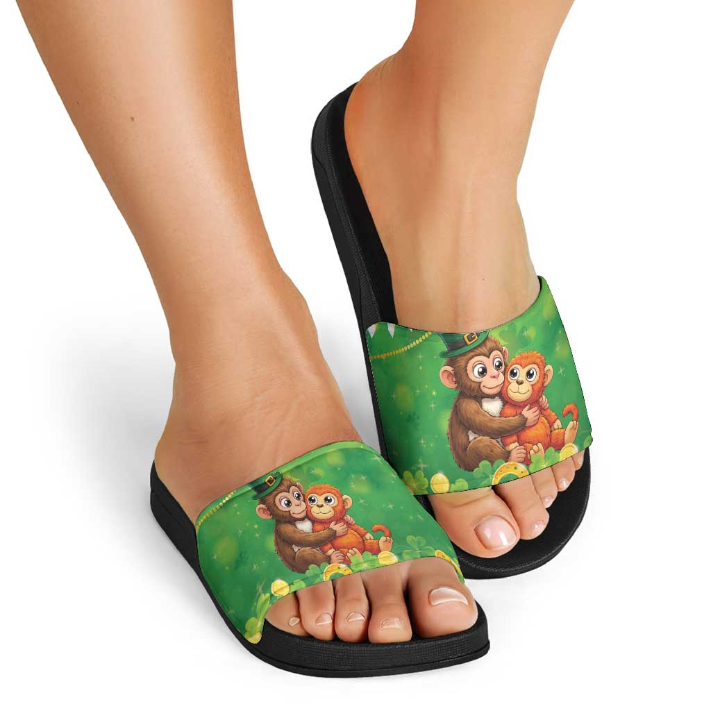 Punch The Monkey St Patrick’s Day Slide Sandals Lucky Baby Monkey
