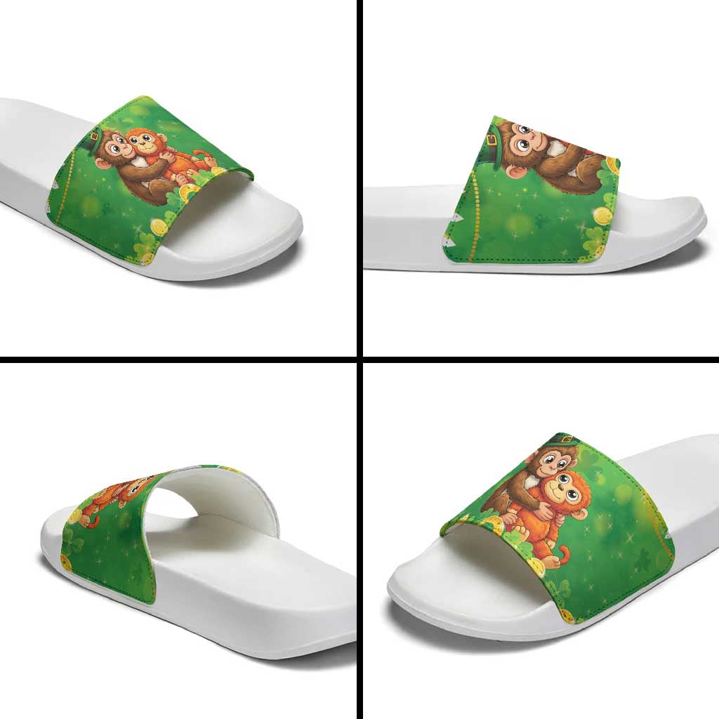 Punch The Monkey St Patrick’s Day Slide Sandals Lucky Baby Monkey