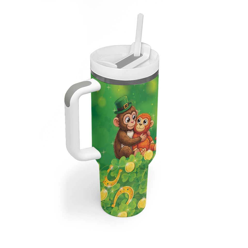Punch The Monkey St Patrick’s Day Tumbler With Handle Lucky Baby Monkey