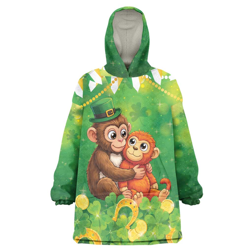 Punch The Monkey St Patrick’s Day Wearable Blanket Hoodie Lucky Baby Monkey