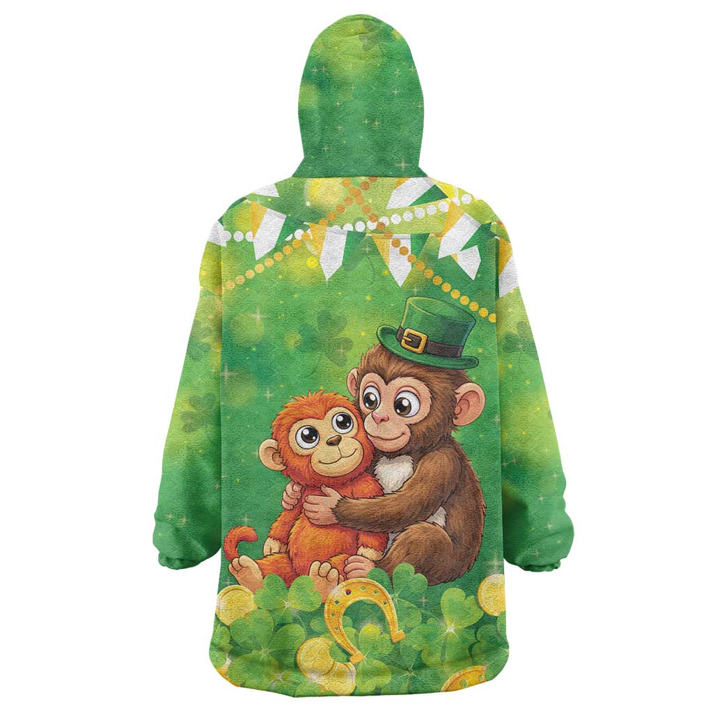 Punch The Monkey St Patrick’s Day Wearable Blanket Hoodie Lucky Baby Monkey