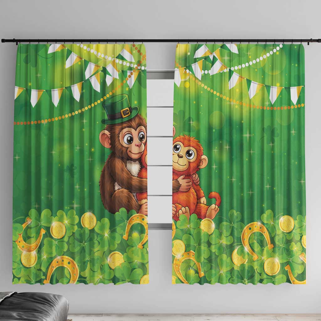 Punch The Monkey St Patrick’s Day Window Curtain Lucky Baby Monkey
