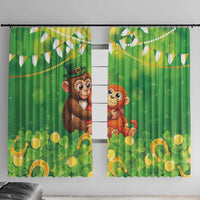 Punch The Monkey St Patrick’s Day Window Curtain Lucky Baby Monkey