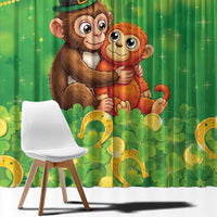 Punch The Monkey St Patrick’s Day Window Curtain Lucky Baby Monkey