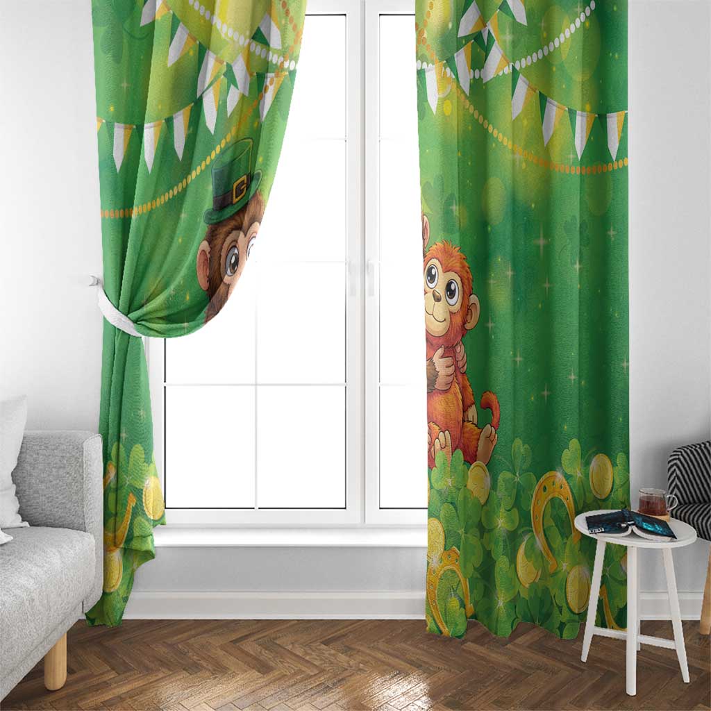 Punch The Monkey St Patrick’s Day Window Curtain Lucky Baby Monkey
