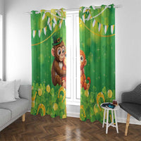 Punch The Monkey St Patrick’s Day Window Curtain Lucky Baby Monkey