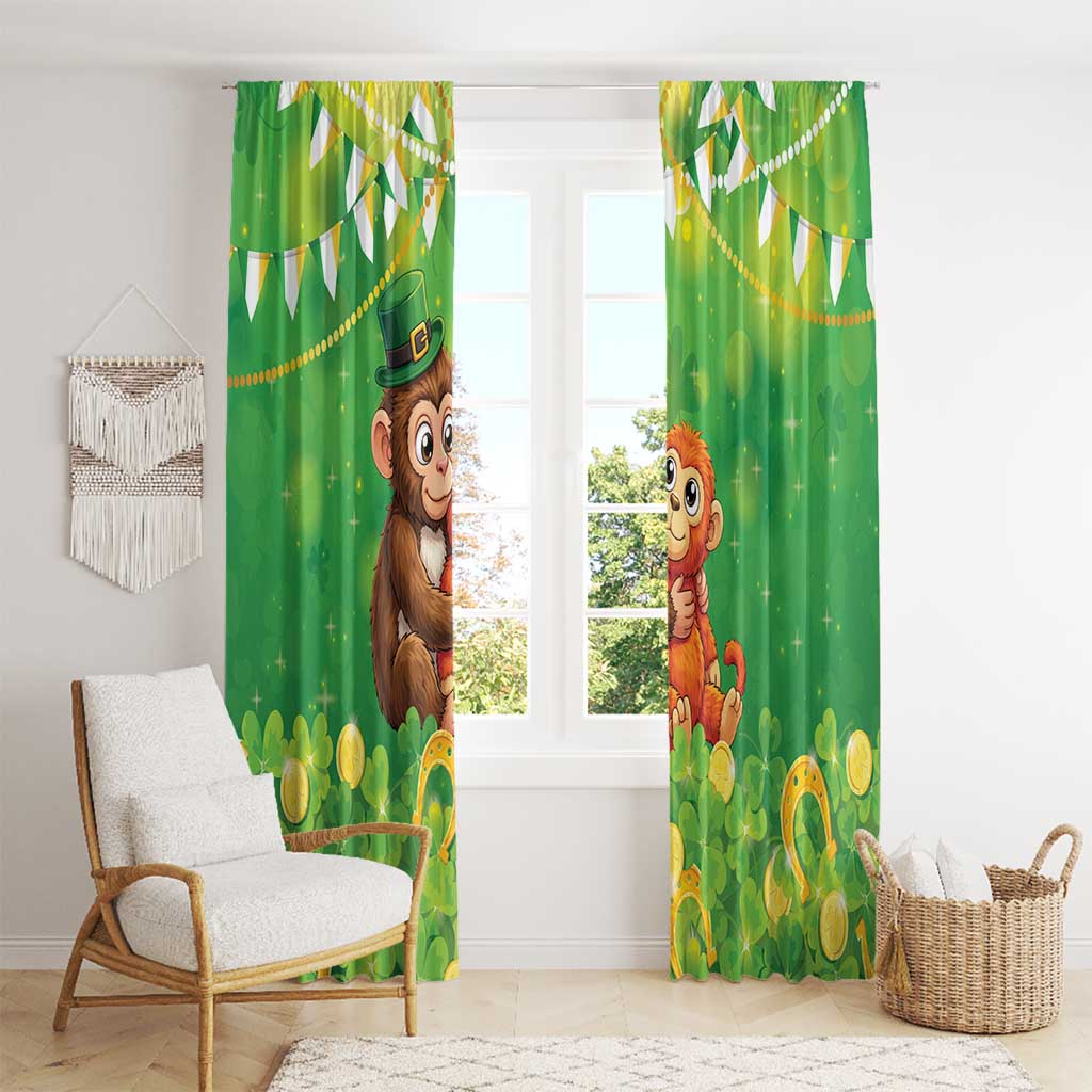 Punch The Monkey St Patrick’s Day Window Curtain Lucky Baby Monkey