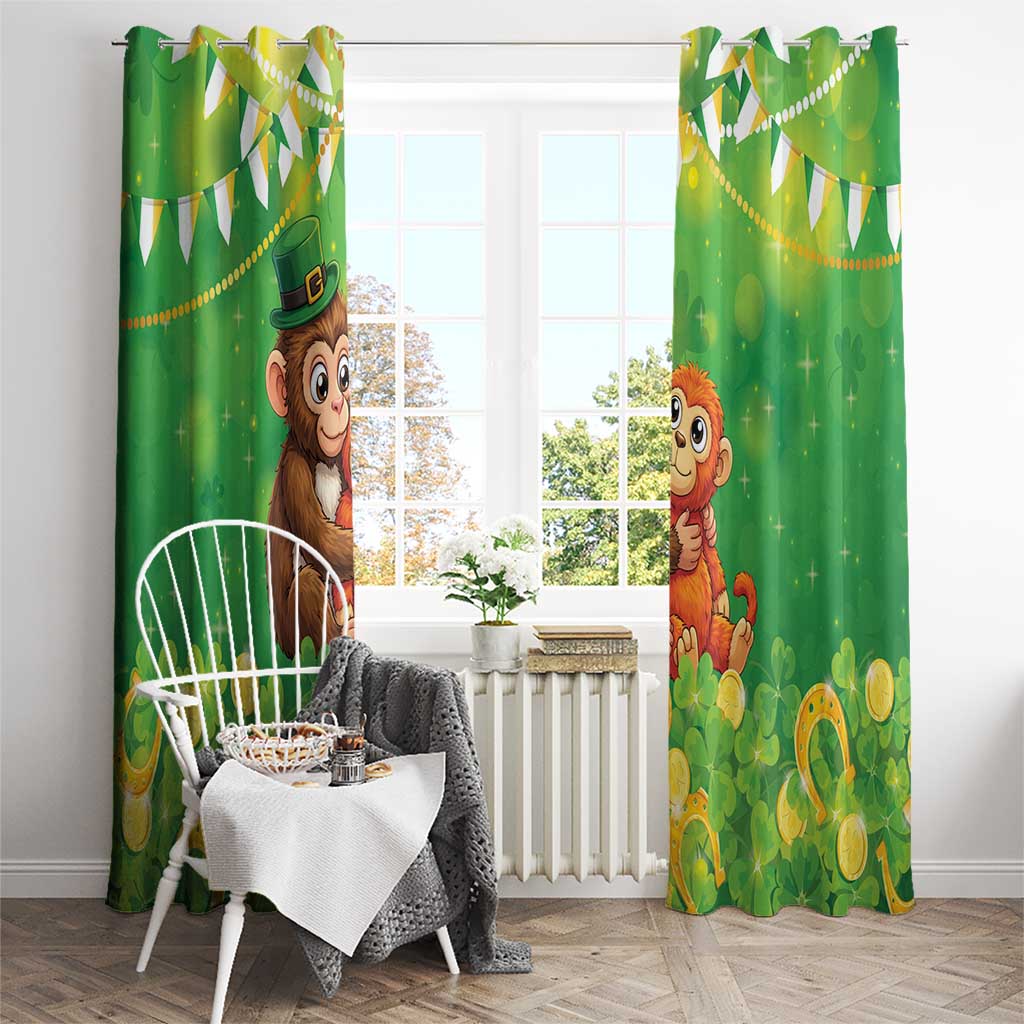 Punch The Monkey St Patrick’s Day Window Curtain Lucky Baby Monkey