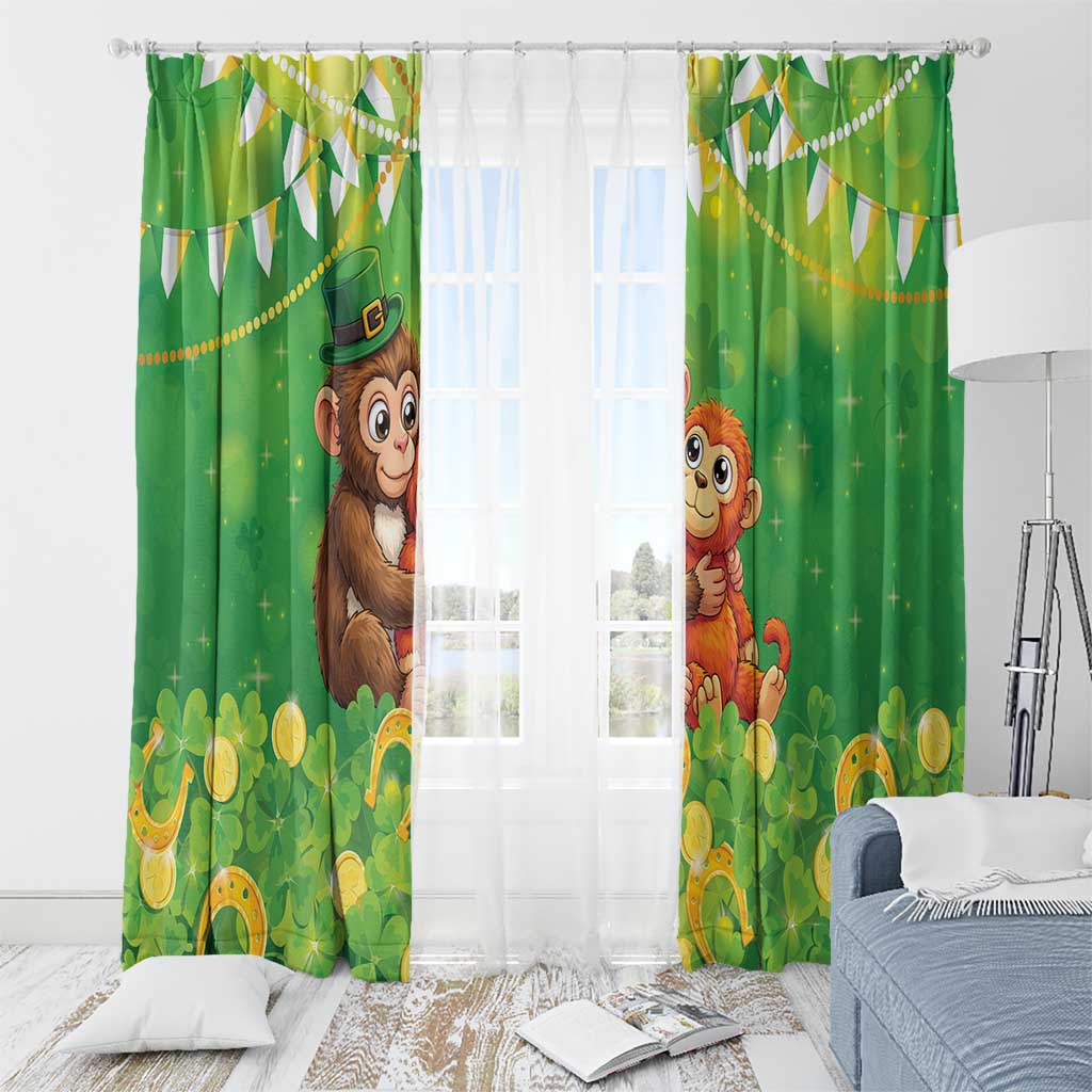 Punch The Monkey St Patrick’s Day Window Curtain Lucky Baby Monkey