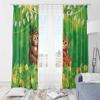 Punch The Monkey St Patrick’s Day Window Curtain Lucky Baby Monkey