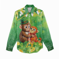 Punch The Monkey St Patrick’s Day Women Casual Shirt Lucky Baby Monkey