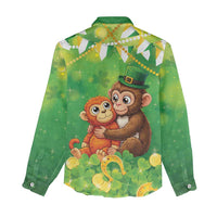 Punch The Monkey St Patrick’s Day Women Casual Shirt Lucky Baby Monkey