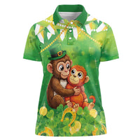 Punch The Monkey St Patrick’s Day Women Polo Shirt Lucky Baby Monkey
