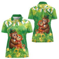 Punch The Monkey St Patrick’s Day Women Polo Shirt Lucky Baby Monkey