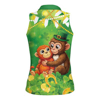 Punch The Monkey St Patrick’s Day Women Sleeveless Polo Shirt Lucky Baby Monkey