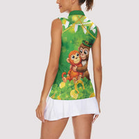 Punch The Monkey St Patrick’s Day Women Sleeveless Polo Shirt Lucky Baby Monkey