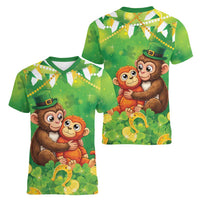 Punch The Monkey St Patrick’s Day Women V-Neck T-Shirt Lucky Baby Monkey