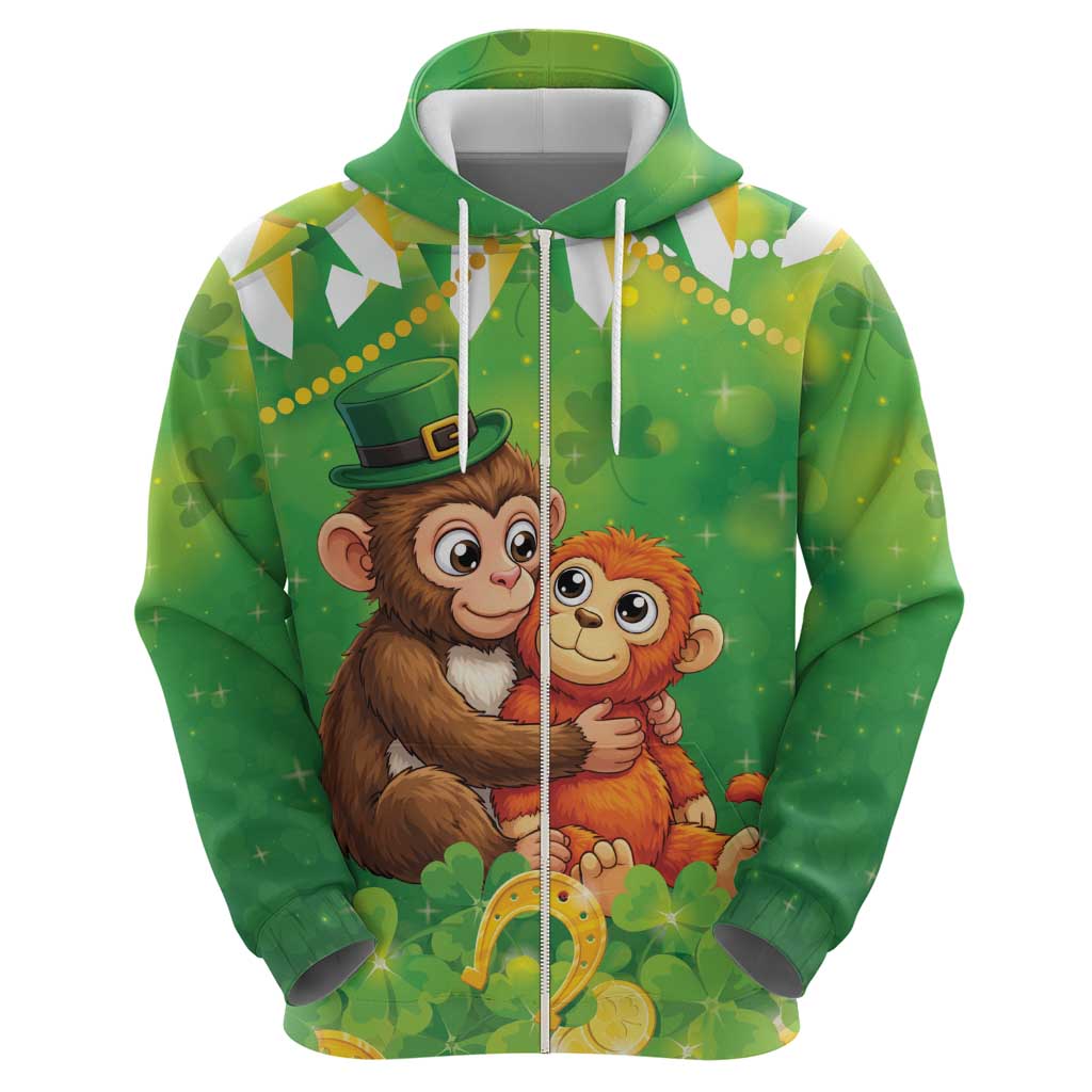 Punch The Monkey St Patrick’s Day Zip Hoodie Lucky Baby Monkey
