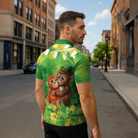 Punch The Monkey St Patrick’s Day Zipper Polo Shirt Lucky Baby Monkey