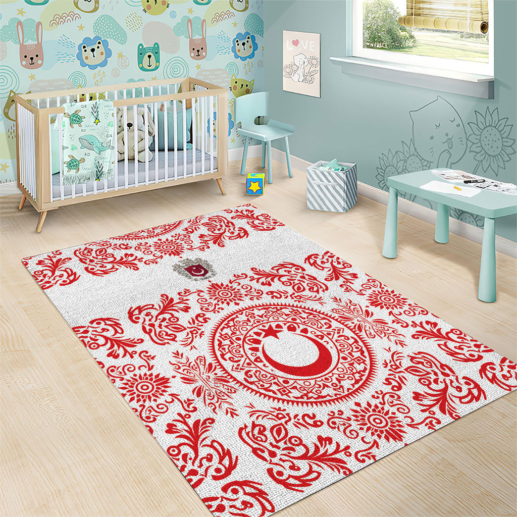 World Football 2026 Turkey Area Rug Crescent Stars Ottoman Baroque Red Version