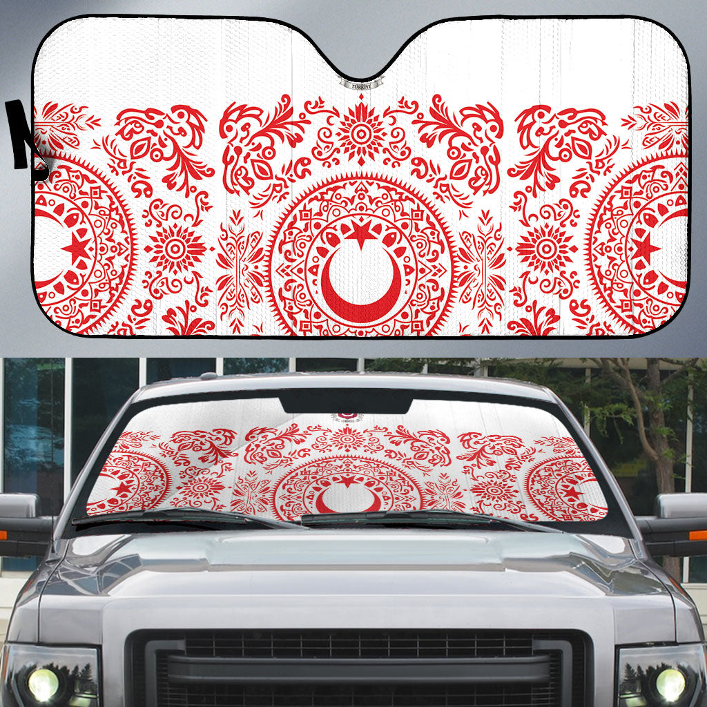 World Football 2026 Turkey Auto Sun Shade Crescent Stars Ottoman Baroque Red Version