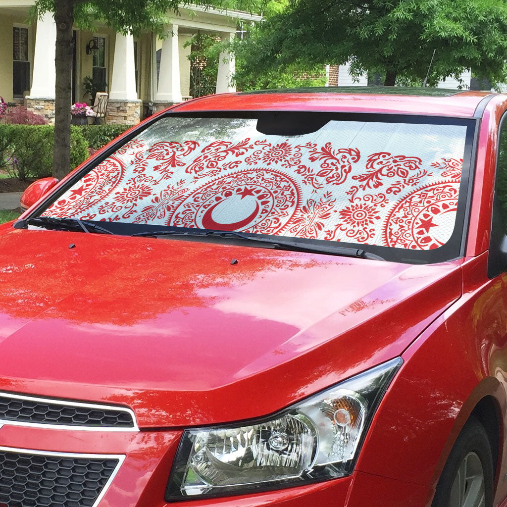World Football 2026 Turkey Auto Sun Shade Crescent Stars Ottoman Baroque Red Version