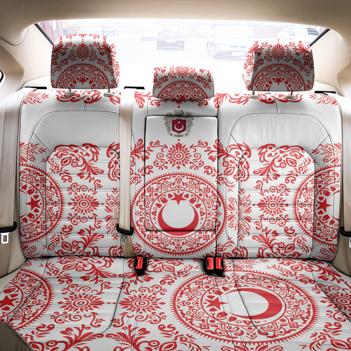 World Football 2026 Turkey Back Car Seat Cover Crescent Stars Ottoman Baroque Red Version