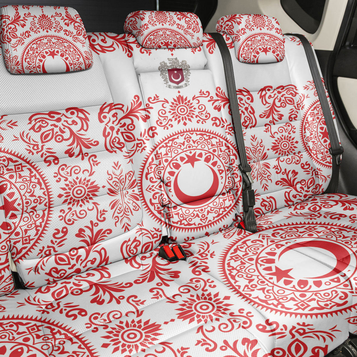 World Football 2026 Turkey Back Car Seat Cover Crescent Stars Ottoman Baroque Red Version