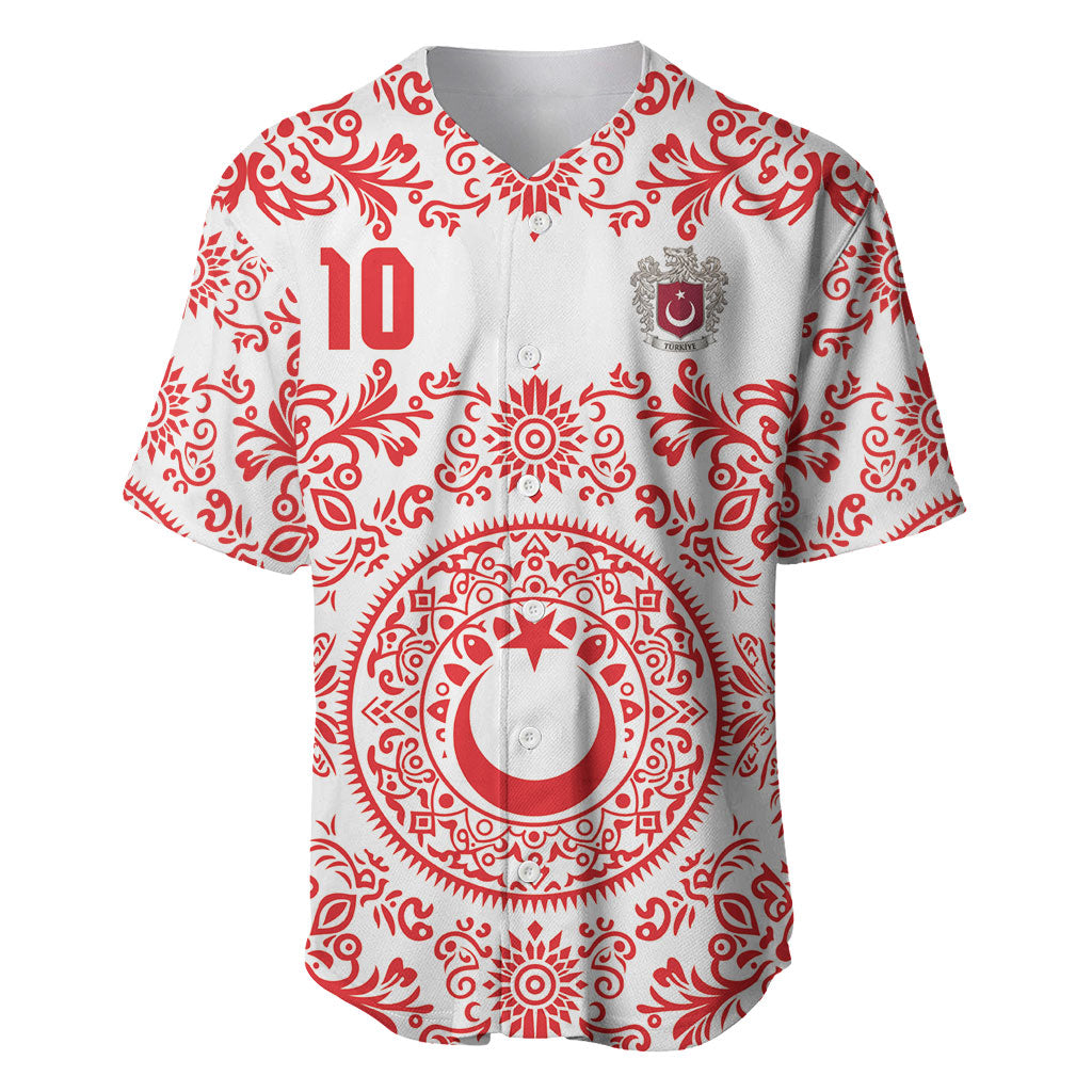 Custom World Football 2026 Turkey Baseball Jersey Crescent Stars Ottoman Baroque Red Version
