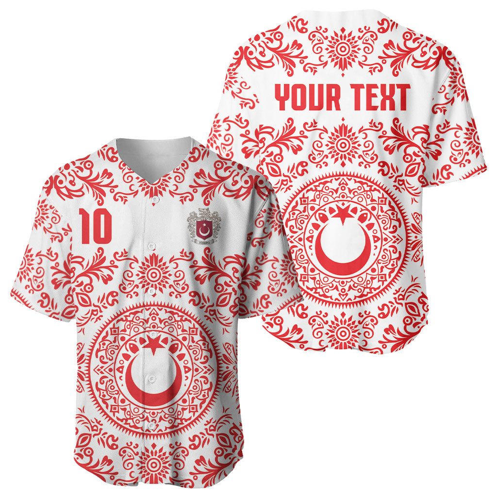 Custom World Football 2026 Turkey Baseball Jersey Crescent Stars Ottoman Baroque Red Version
