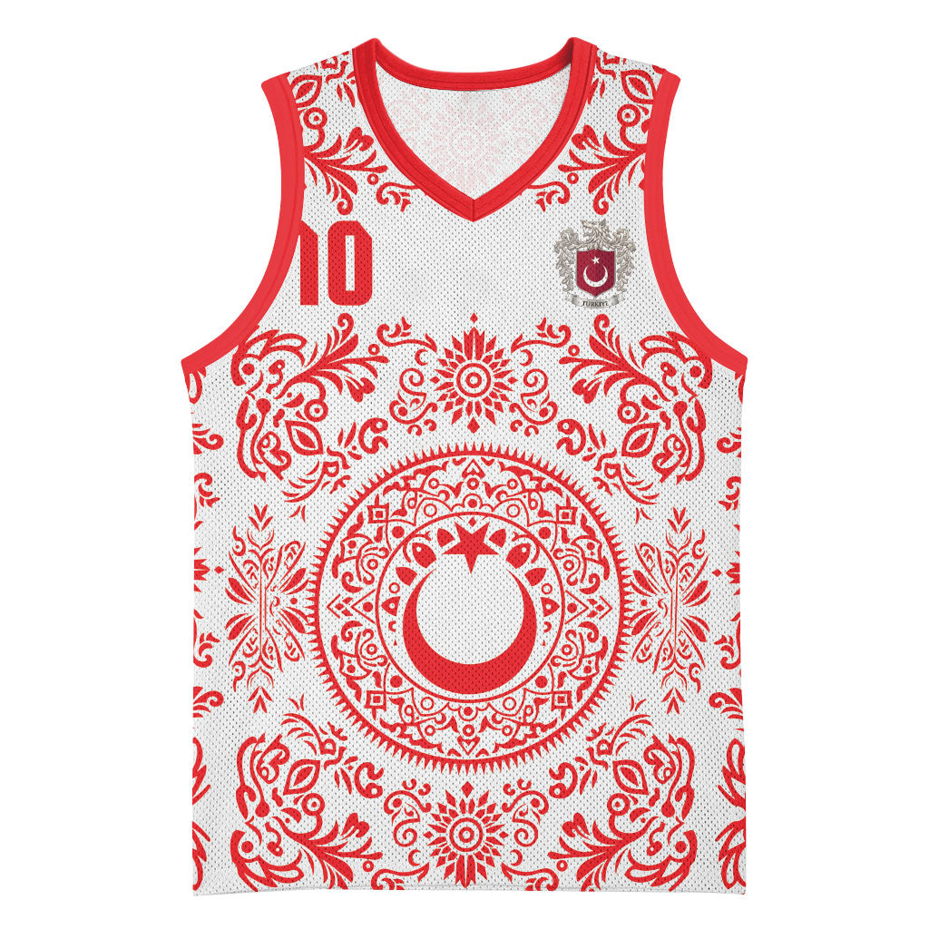 Custom World Football 2026 Turkey Basketball Jersey Crescent Stars Ottoman Baroque Red Version
