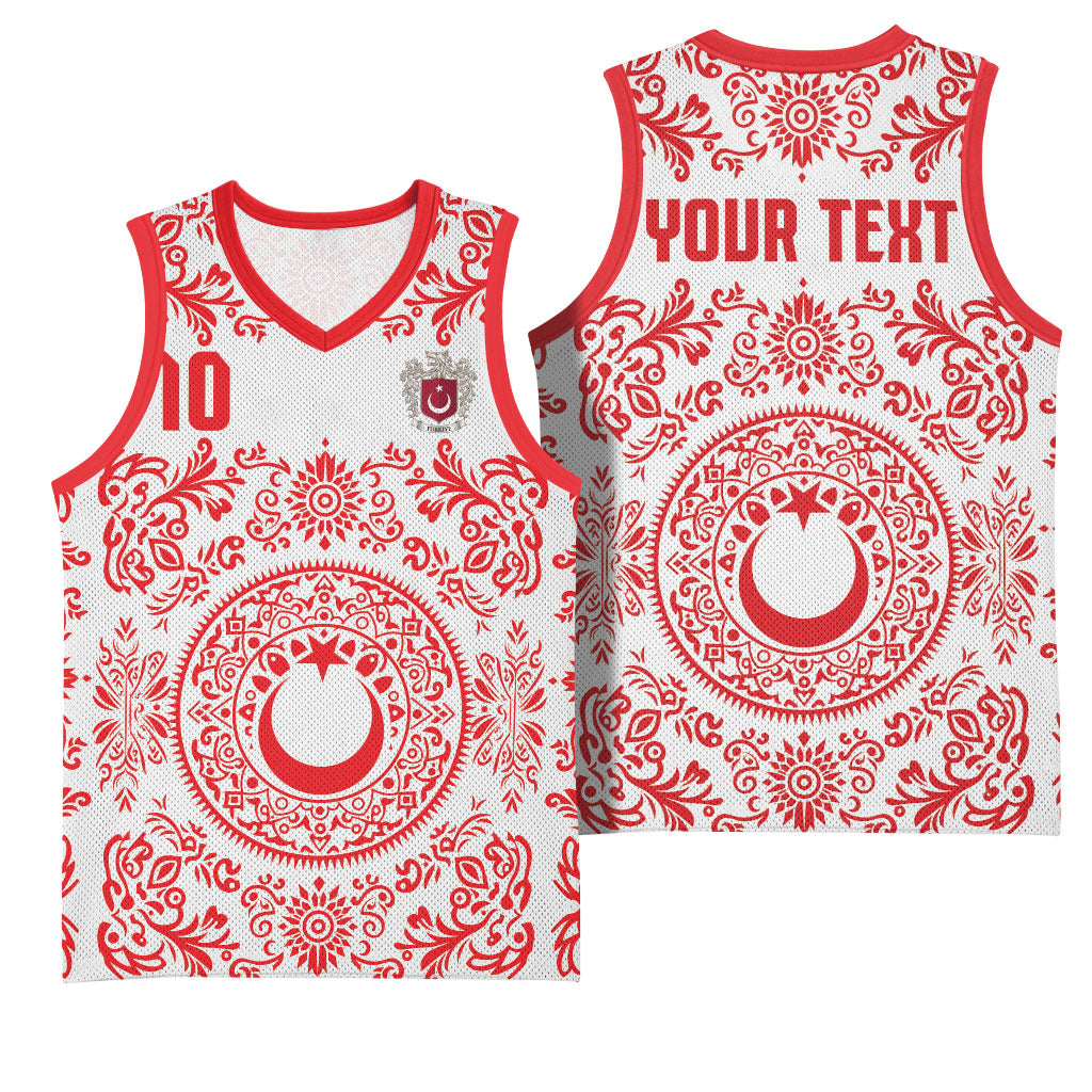 Custom World Football 2026 Turkey Basketball Jersey Crescent Stars Ottoman Baroque Red Version