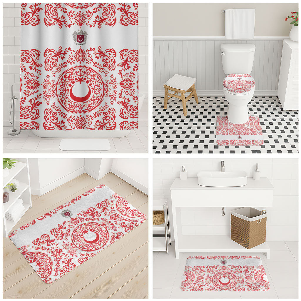World Football 2026 Turkey Bathroom Set Crescent Stars Ottoman Baroque Red Version