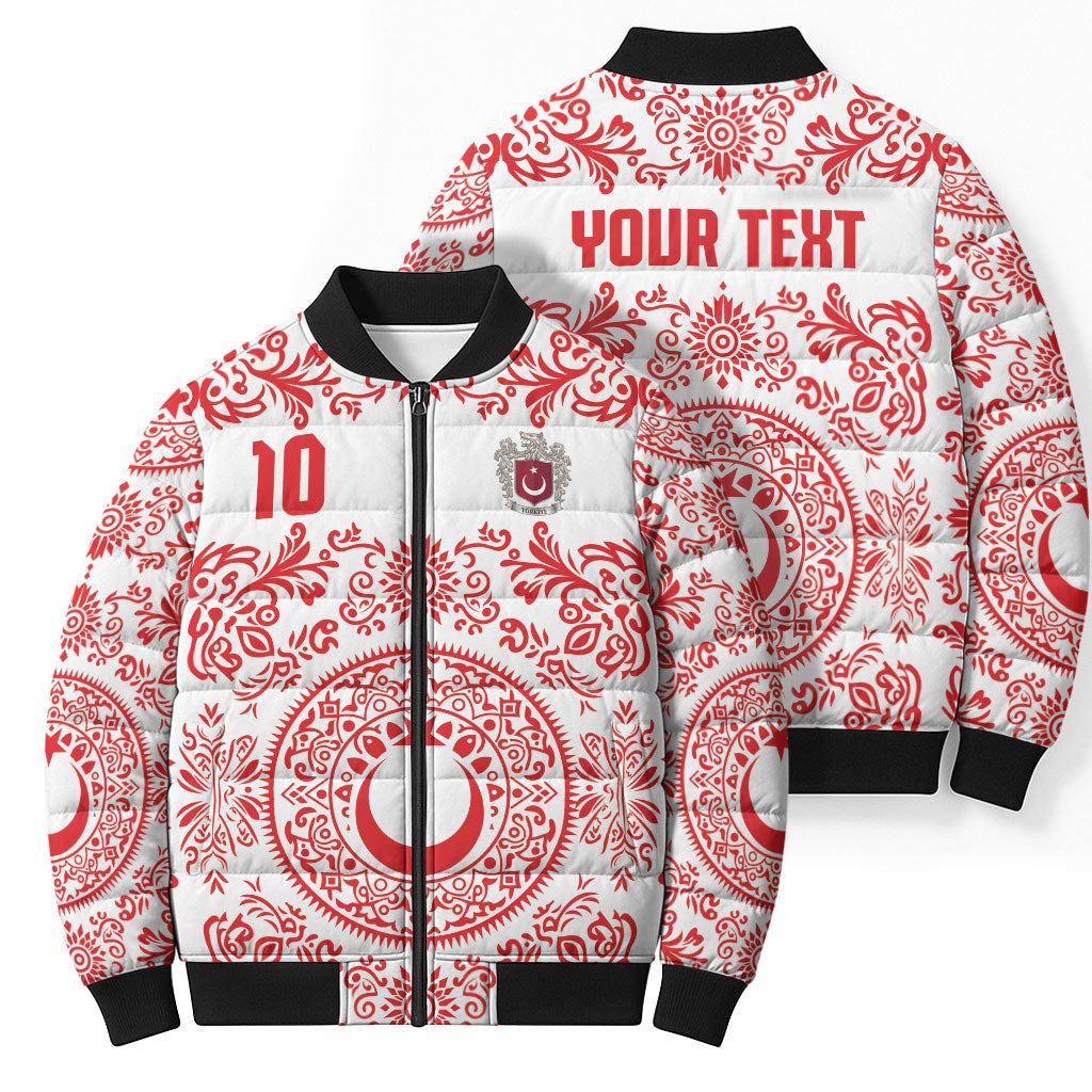 Custom World Football 2026 Turkey Bomber Puffer Jacket Crescent Stars Ottoman Baroque Red Version