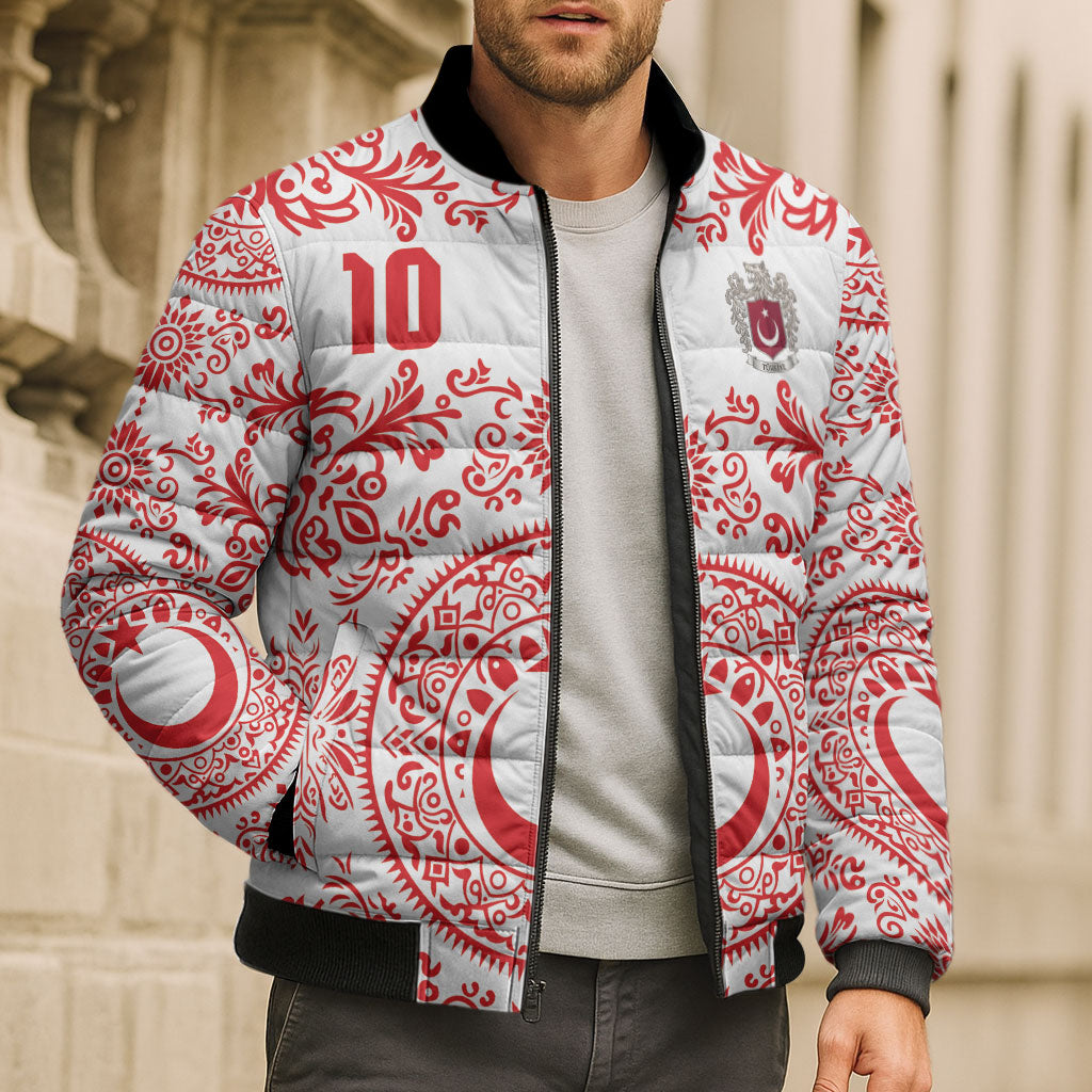 Custom World Football 2026 Turkey Bomber Puffer Jacket Crescent Stars Ottoman Baroque Red Version