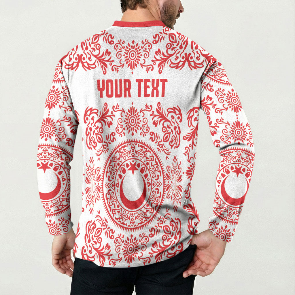 Custom World Football 2026 Turkey Button Sweatshirt Crescent Stars Ottoman Baroque Red Version