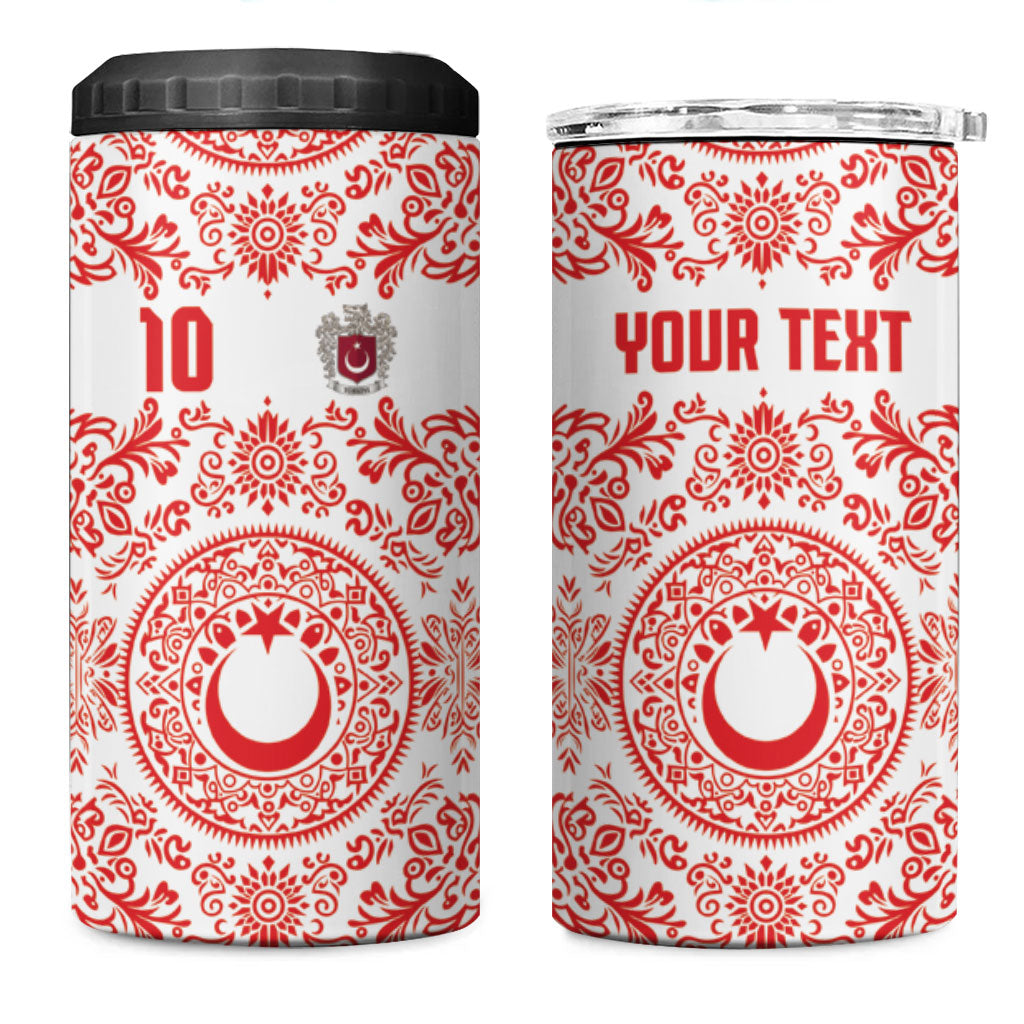 Custom World Football 2026 Turkey 4 in 1 Can Cooler Tumbler Crescent Stars Ottoman Baroque Red Version