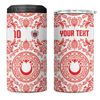 Custom World Football 2026 Turkey 4 in 1 Can Cooler Tumbler Crescent Stars Ottoman Baroque Red Version