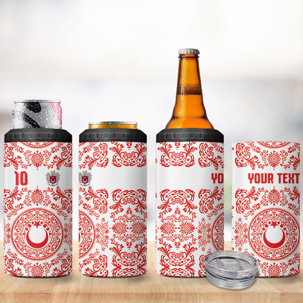 Custom World Football 2026 Turkey 4 in 1 Can Cooler Tumbler Crescent Stars Ottoman Baroque Red Version