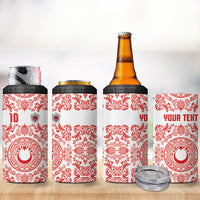 Custom World Football 2026 Turkey 4 in 1 Can Cooler Tumbler Crescent Stars Ottoman Baroque Red Version