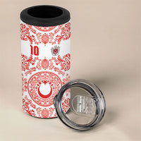 Custom World Football 2026 Turkey 4 in 1 Can Cooler Tumbler Crescent Stars Ottoman Baroque Red Version