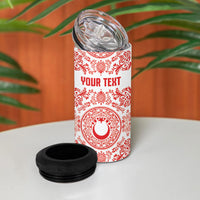 Custom World Football 2026 Turkey 4 in 1 Can Cooler Tumbler Crescent Stars Ottoman Baroque Red Version
