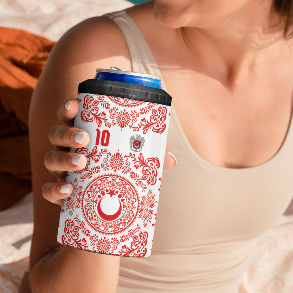Custom World Football 2026 Turkey 4 in 1 Can Cooler Tumbler Crescent Stars Ottoman Baroque Red Version