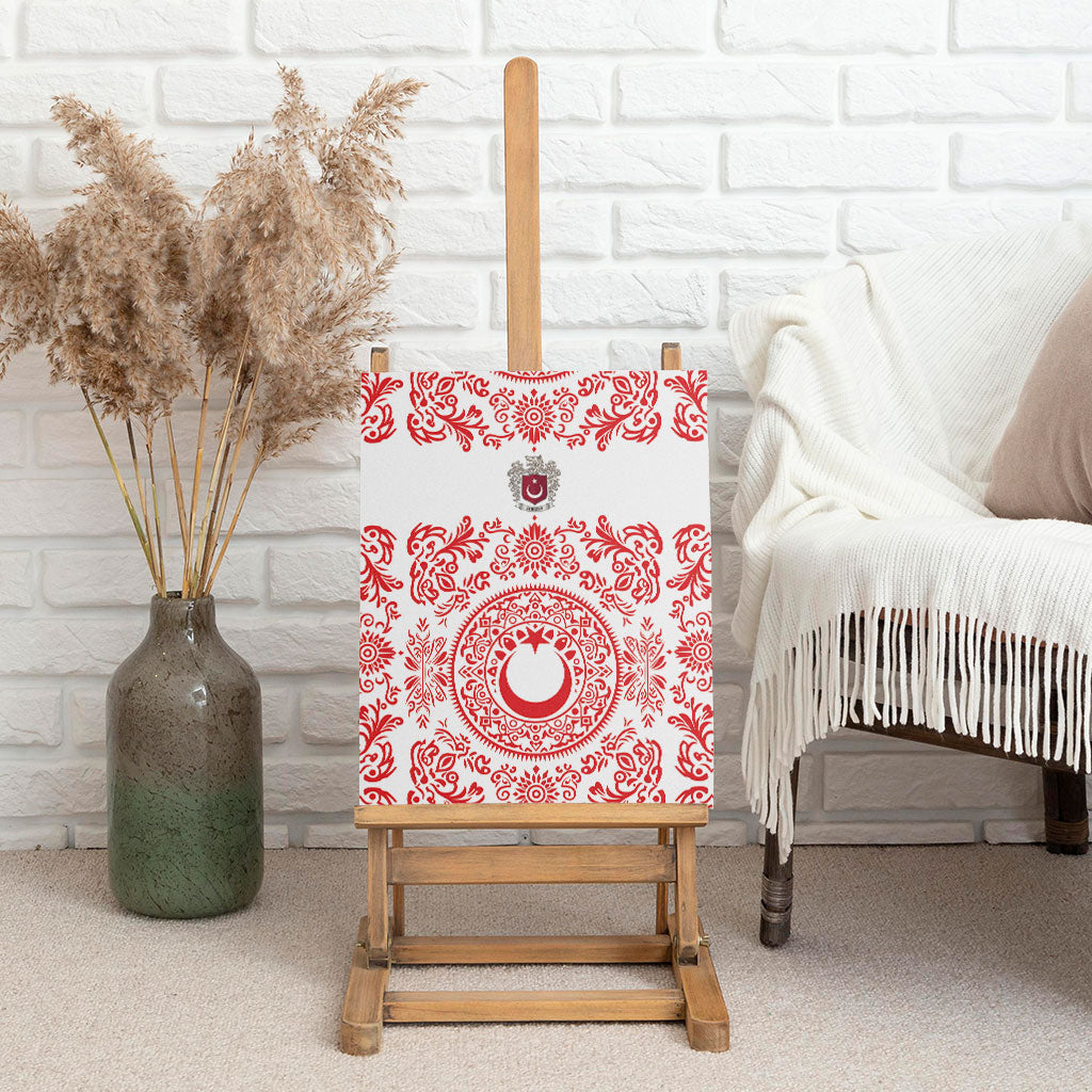 World Football 2026 Turkey Canvas Wall Art Crescent Stars Ottoman Baroque Red Version