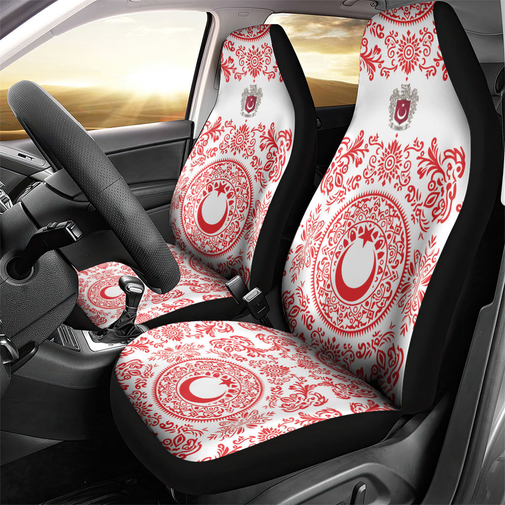 World Football 2026 Turkey Car Seat Cover Crescent Stars Ottoman Baroque Red Version