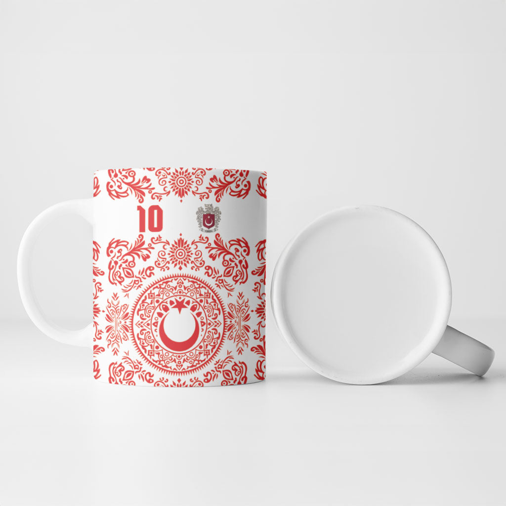 Custom World Football 2026 Turkey Ceramic Mug Crescent Stars Ottoman Baroque Red Version