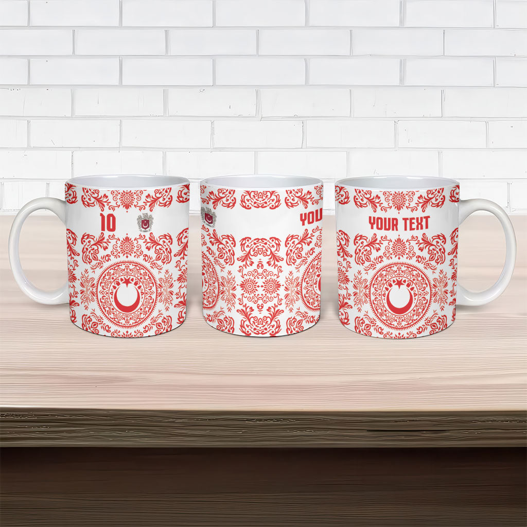 Custom World Football 2026 Turkey Ceramic Mug Crescent Stars Ottoman Baroque Red Version